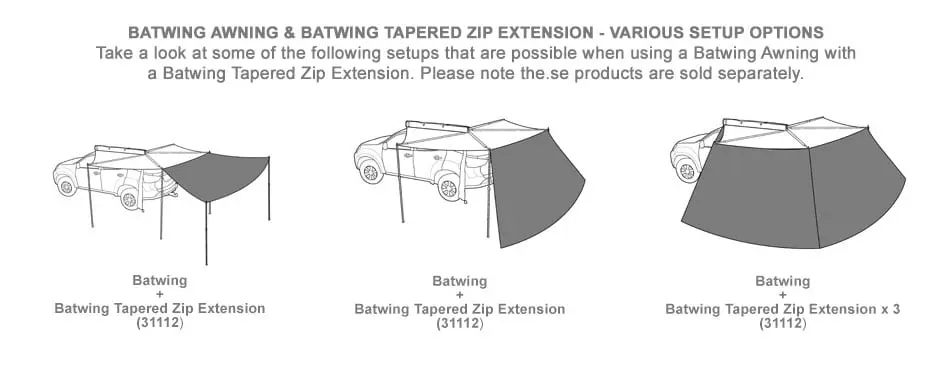 Rhino-Rack Batwing Awning Tapered Zip Extension (Single)
