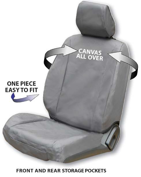 Cross Country Canvas Heavy Duty Front Car Seat Covers -Mitsubishi Triton Double Cab 2015+ (Charcoal)