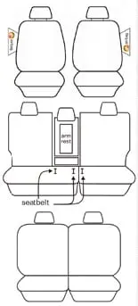 Santa Fe 2018+ Seat Covers. Esteem Black Deploy Safe