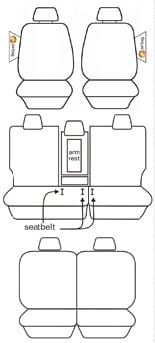 Santa Fe 2018+ Seat Covers. Esteem Black Deploy Safe